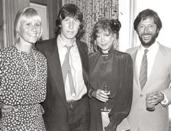 Roger Waters and wife, Carolyn Christie, and Eric Clapton with wife, Pattie Boyd